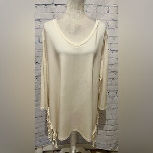 Cato Cream Blouse Top With Side Fringe Plus Size 22/24W